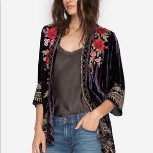 Johnny Was - Meri Velvet Draped Cardigan - Size Large, Color Purple